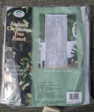 Christmas Lace Curtain Panel Lighted Tree 40 x 84 Window Door or Wall Decor New