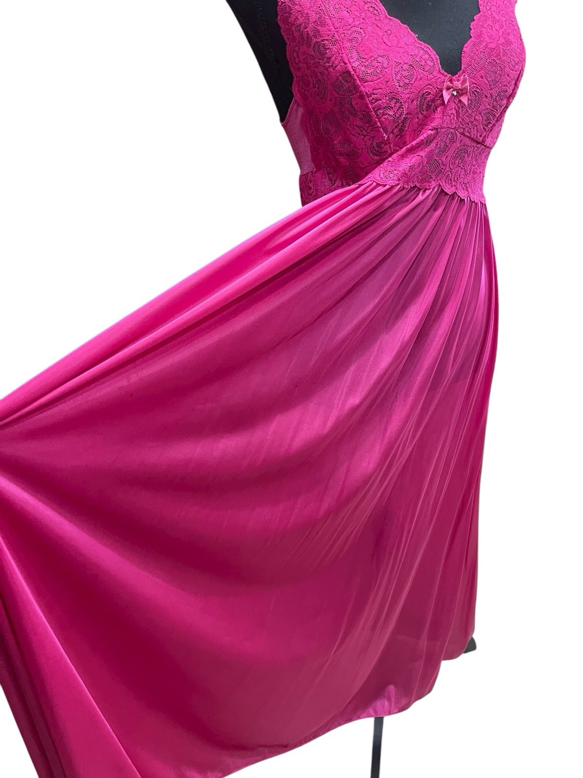 Vintage Shadowline Nylon Spandex Lace Nightgown Large Long Maxi Sheer Fairy USA