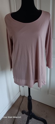 Pure Jill Elliptical Tee Women's Size Medium Blush Pink Double Layer 3/4 Sleeve 