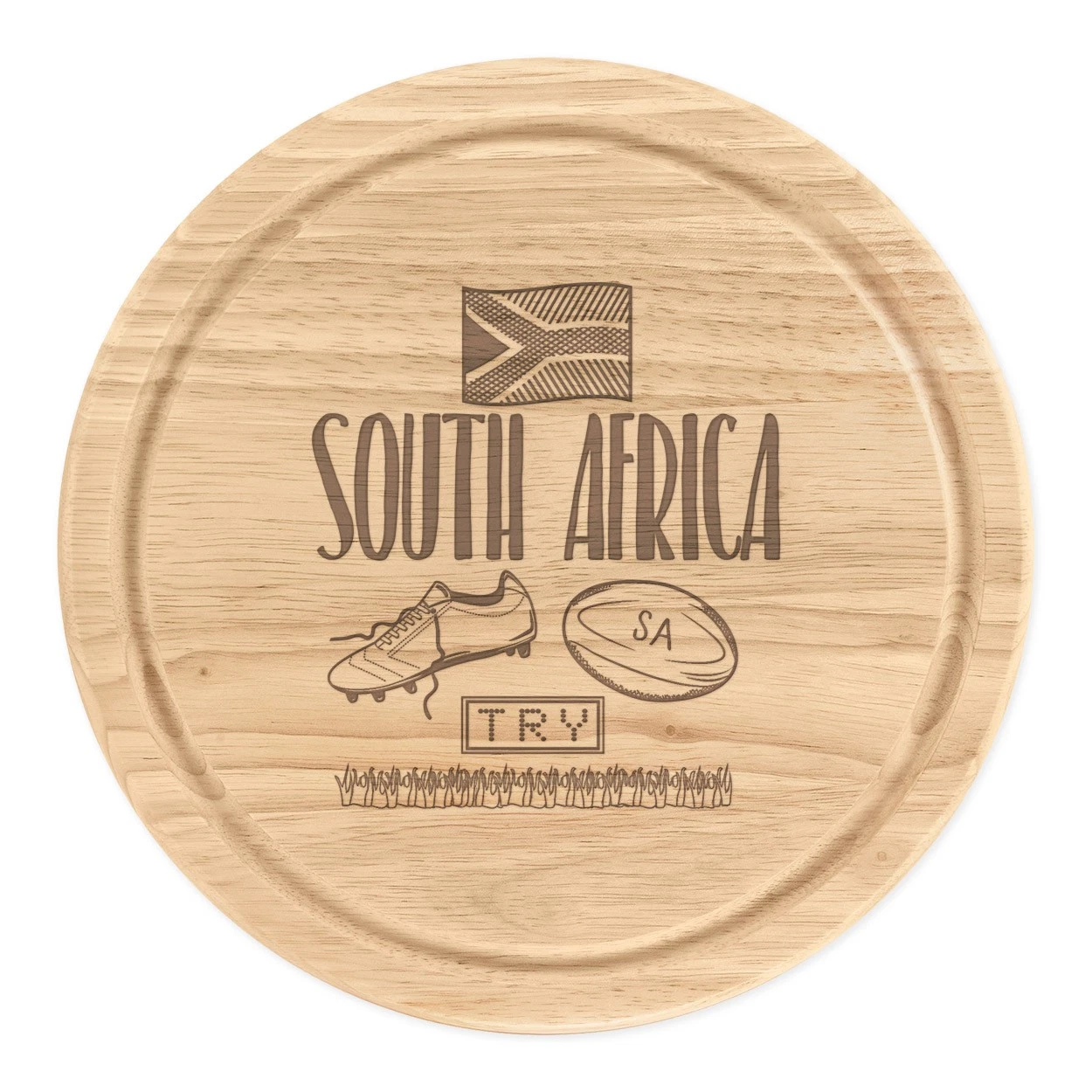 Rugby Round Cutting Board South Africa Union League Flag Funny
