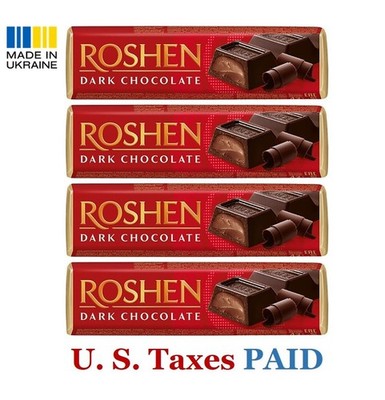 4 Pack Roshen Dark Chocolate Bars 43 g Fudge Filling Made in Ukraine
