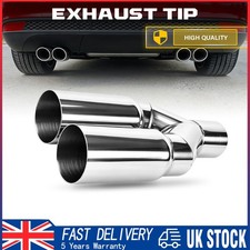 3Inch Twin Straight Cut Tailpipe Tip Euro Look Stainless Steel Exhaust System 3"
