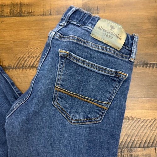 Abercrombie Kids Straight Jeans verstellbare Taille dunkle Waschung Denim Größe 11/12 - Bild 2 von 4