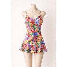 VTG Victorias Secret Gold Label Floral Satin Jacquard Slip Chemise Cottagecore M