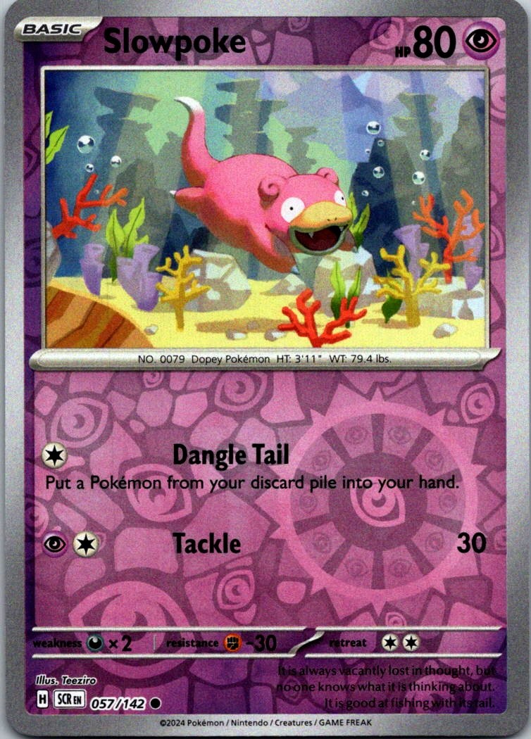 Pokemon Slowpoke Reverse Holo Common SV07: Stellar Crown 057/142 NM