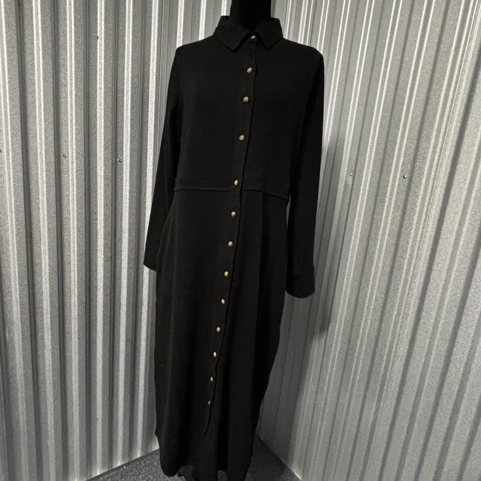 Vestido Faherty Feminino Grande Urze Preto Sarja Legenda Suéter Botão Frontal - Imagem 4 de 4