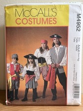 McCalls M4952 Pirate Costume Sewing Pattern Kids 3-8 Adult 34-48 UNCUT