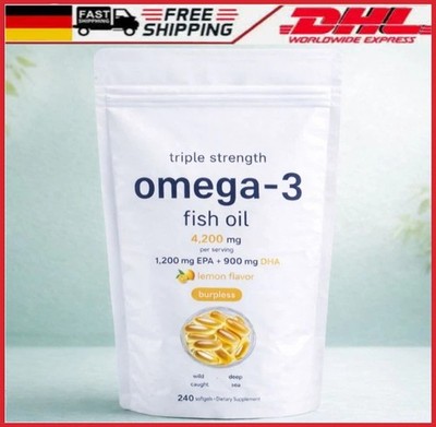 Omega 3 Fish Oil 4200 mg High Strength EPA DHA Wild Caught 240 Softgels DE