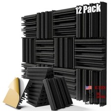 12 Pack Soundproof Foam Panels for Walls - 12"x12"x2" - Black