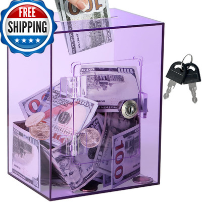 Imeepa Clear Acrylic Piggy Bank with Lock and Key for Kids Adults, Openable Mone