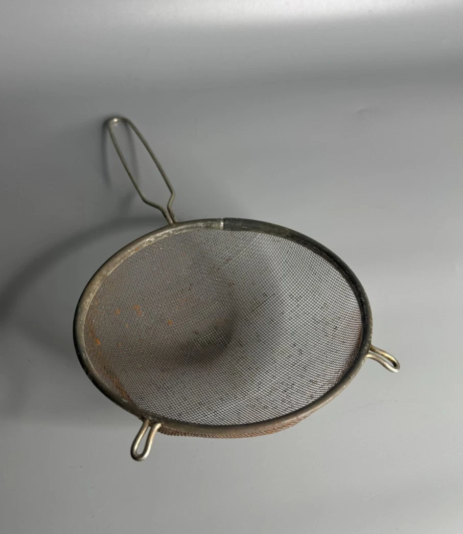 French vintage kitchenware strainer rusty late 1950's kitchen decor