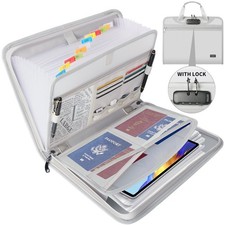 Andyer Accordion File Organizer with Lock, Fireproof Expanding File Folder wi...