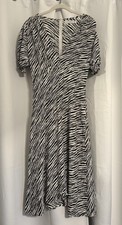Faithfull The Brand Marie Louise Animal Zebra Print Midi Puff Sleeve Dress EUC 6