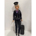 Mattel Barbie Flight Attendant Pilot Doll Vintage 1998 Career Navy Suit Suitcase