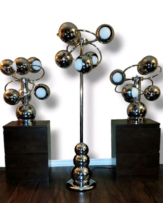 MCM SPACE AGE VTG ATOMIC SPIRAL SPUTNIK FLOOR TABLE 6 EYEBALL