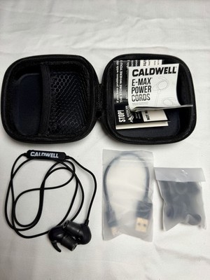 Caldwell E-MAX Power Cords Electronic Bluetooth Earplugs NRR 23 w/ Case & Cable