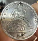 1839 Half Dollar Seated Liberty Holed Silver Coin United States