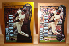 2001 Topps MLB Cards #164 & 336 Barry Bonds, One Gold & One Silver