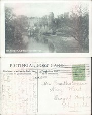 Warwick Castle from Bridge Pictorial 1910 postmark Architecture Landscapes