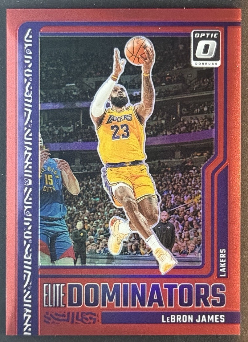 2023-24 Donruss Optic LeBron James Elite Dominators Red Prizm /99 #9 Lakers
