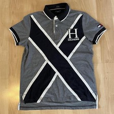 Vintage Y2K Tommy Hilfiger Big Logo Gray Rugby Polo Shirt Men s S