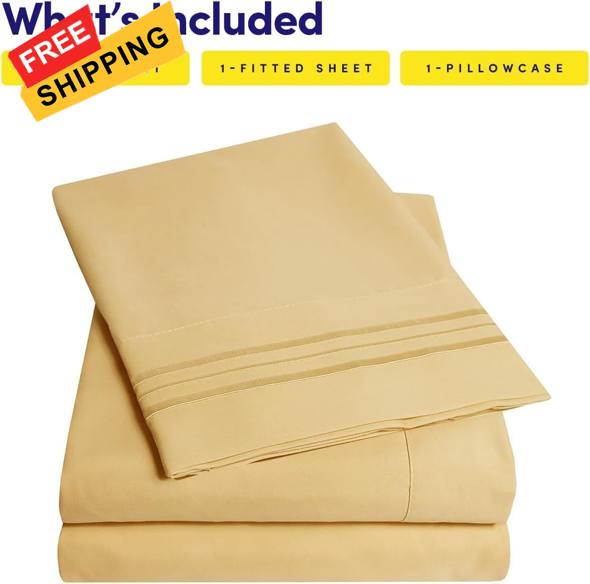 Sweet Home Collection Bed Linen Set - 3Pc Camel Microfiber Twin XL, 