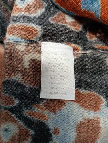 Talbots Small Merino Wool Sweater Abstract Lightweight Boat Neck Brown - Afbeelding 7 van 7