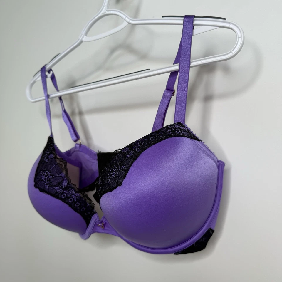 Victoria Secret 38D Muy Sexy Push Up Púrpura Con Encaje Negro Foto 3 de 4
