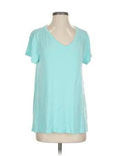 H By Halston Women Green Short Sleeve T-Shirt S