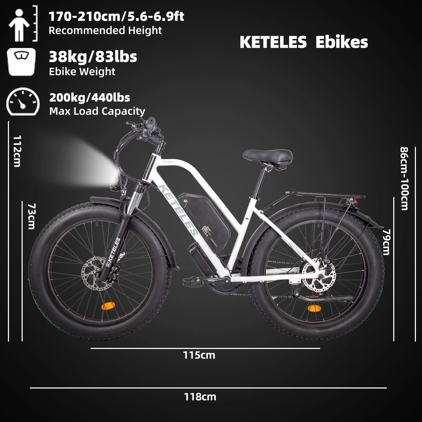 KETELES XF4000 Elektrofahrrad 2000W 48V 23AH 26'' Mountain City E-Bike 21-Gänge - Bild 12 von 14
