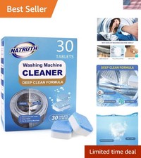 30 Pack Washing Machine Cleaner Tablets, Solid Washer Deep Cleaning Tablet, C...