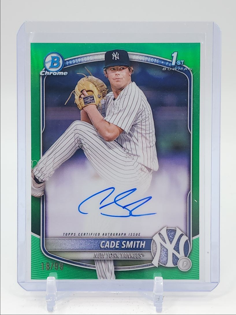CADE SMITH 2025 BOWMAN CHROME 1ST GREEN REFRACTOR YANKEES AUTO /99 Q3878