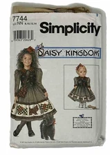 Vtg DAISY KINGDOM DRESS PURSE & 17” DOLL Simplicity Pattern 7744 Sz 8-10-12-14