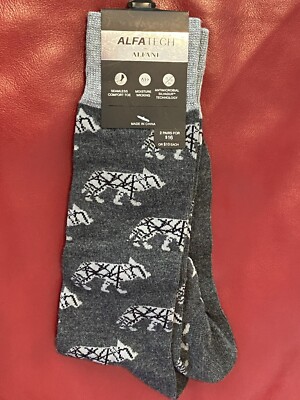 $10 ALFANI Dress Socks | 1 Pair | Charcoal Grey Wolf | Shoe 7-12 Sock 10-13