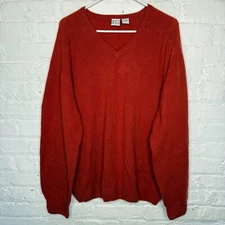 Field Gear Womens XL Sweater Red Orange Knit Cashmere Vneck Long Sleeve Pullover