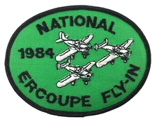 Vtg National Ercoupe Fly In Patch 1984 Airplane Pilot Aviation Green Oval