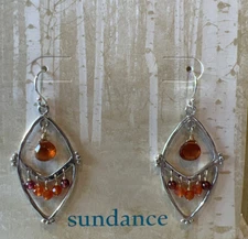 NWT Sundance Catalog Silver Hessonite Garnet “New Flame Earrings” $148