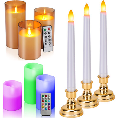 #ad #ad Battery Operated LED Flameless Pillar Candles Moving Wick Timer Remote Safe Use $24.84