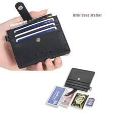 Unisex Slim Card Wallet Mini Business ID Cards Holder Leather Front Pocket Purse