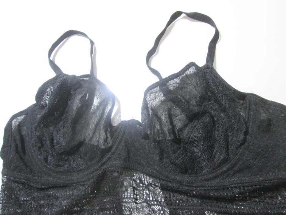 Free People Talla 36C Negro Con Aros Sin Forro Correas Ajustables Encaje Íntimo Foto 4 de 4