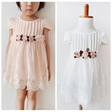 Baby Girl Toddler Floral Lace Dress Wedding Christening Formal Wear 3-24 months