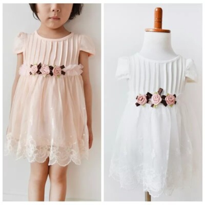 Baby Mädchen Kleinkind Blumen Spitze Kleid Hochzeit Taufe formelle Kleidung 3-24 Monate