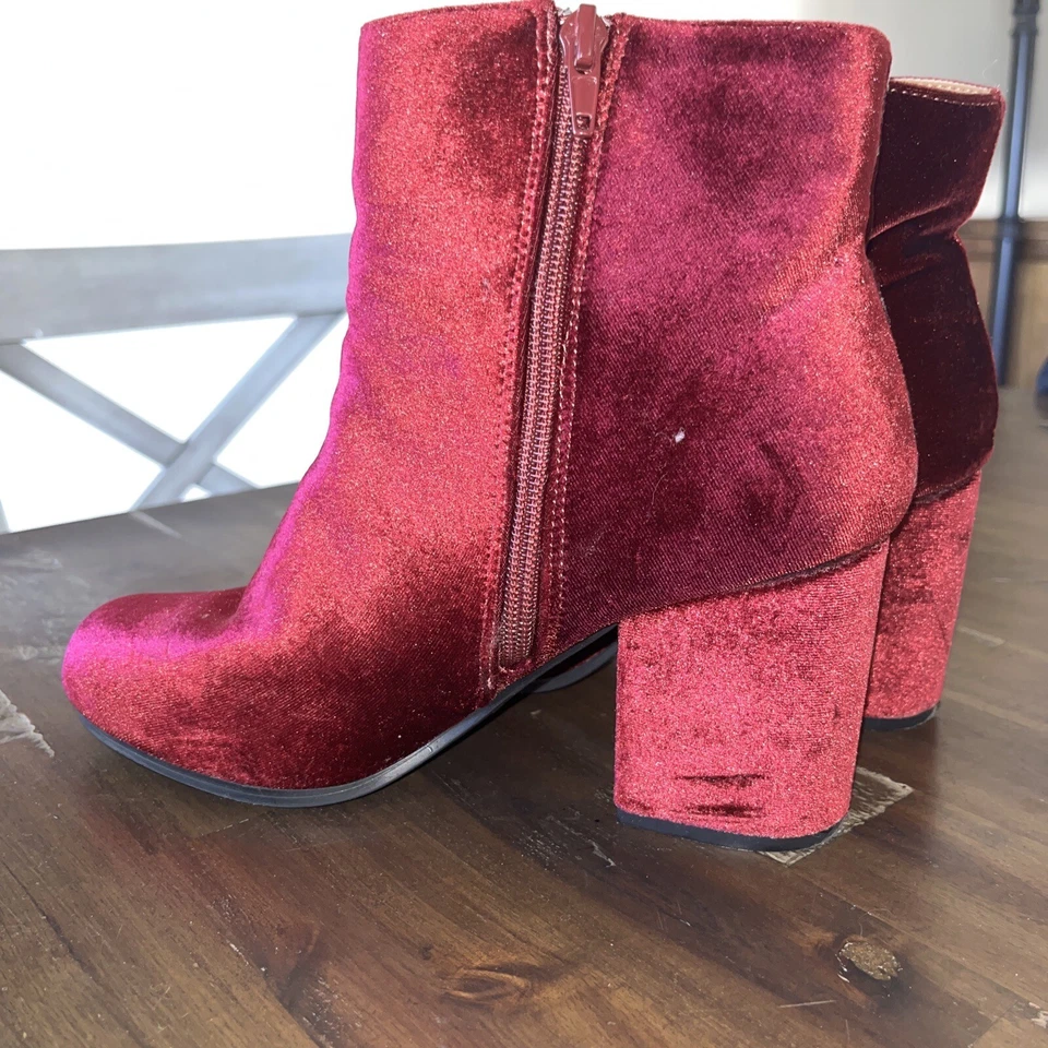 Botines Qupid Borgoña Vino Tinto Terciopelo Terciopelo Talla Mujer 8 Foto 3 de 4