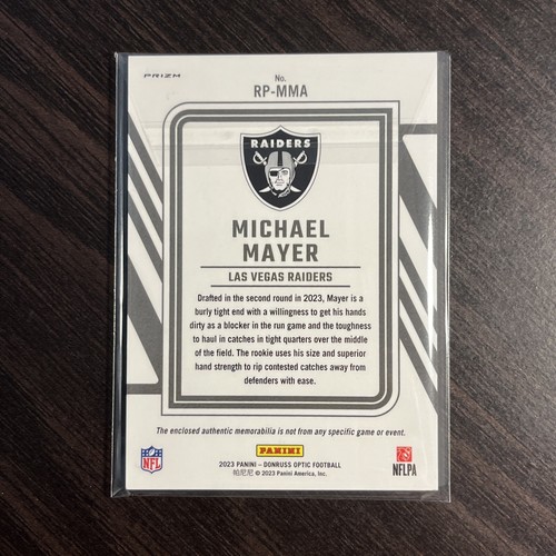 2023 Panini Optik Michael Mayer Rookie Phenom Patch blau Prizm RC Raiders - Bild 2 von 2