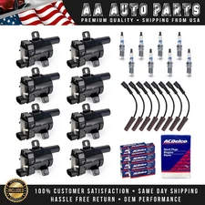 8PCS Round Ignition Coil & Wires & 8 ACDelco Spark Plug for Chevrolet GMC UF262