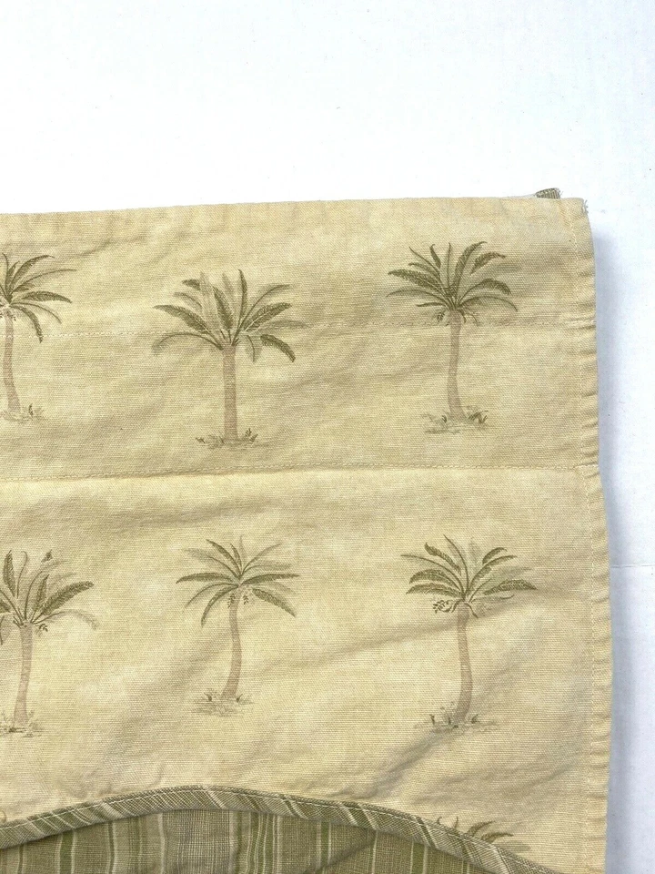 Discontinued Waverly Luxury Valance Curtain Tan Brown Green Palm Print Rare HTF - Image 3 of 4