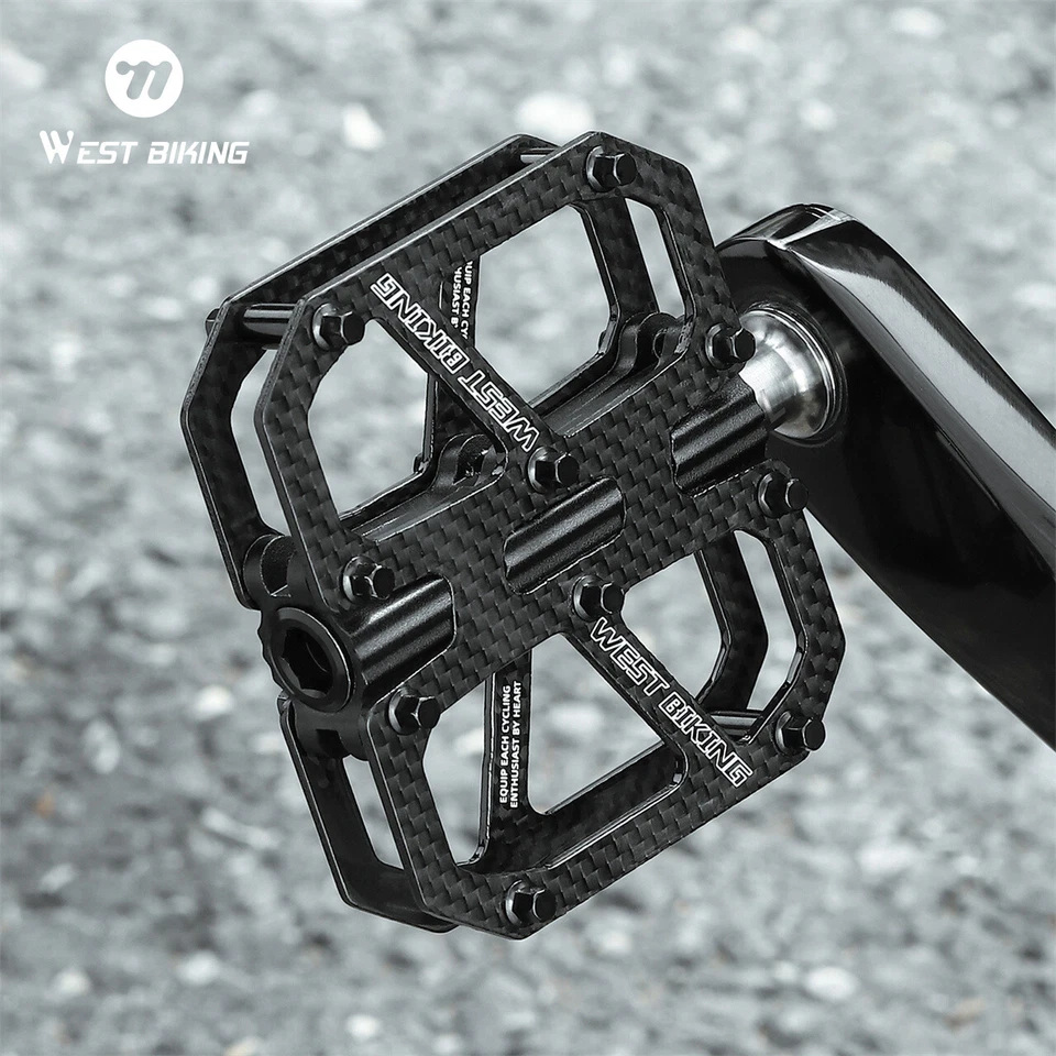 Pedales para bicicleta de carretera T700 fibra de carbono 3 rodamientos bicicleta ciclismo plataforma pedales Foto 4 de 4