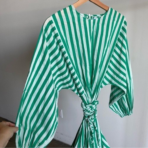 $495 NWT Rhode Green and White Ella Curacao Striped Dress Sz S - Picture 9 of 13
