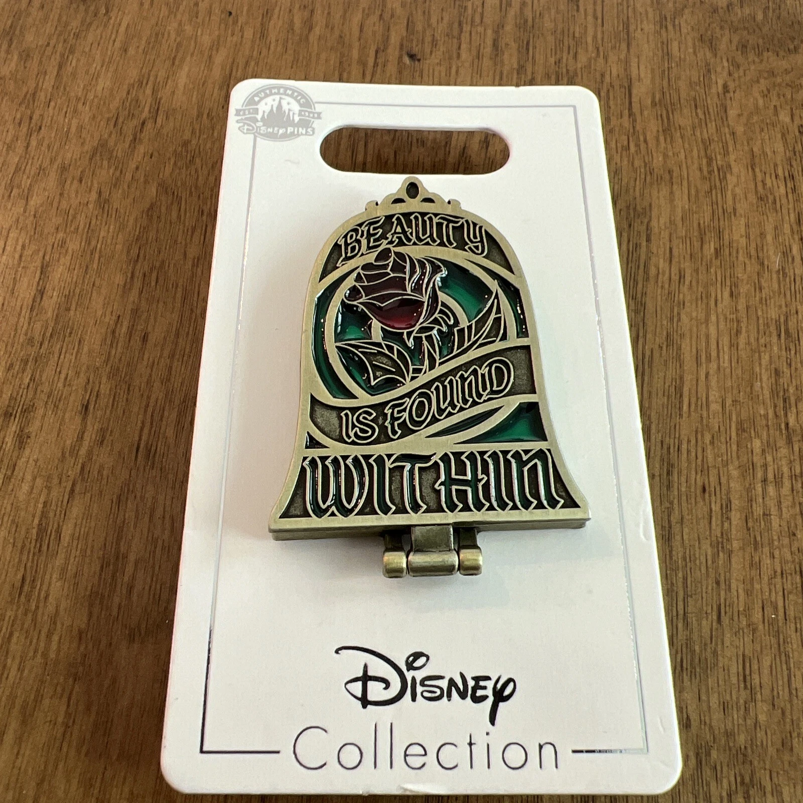Beauty is Found Within Beauty and the Beast Rose Mirror Hinged Disney Pin
