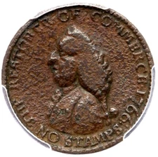 1766 B-520 PCGS VF Details William Pitt Farthing Token Colonial Coin